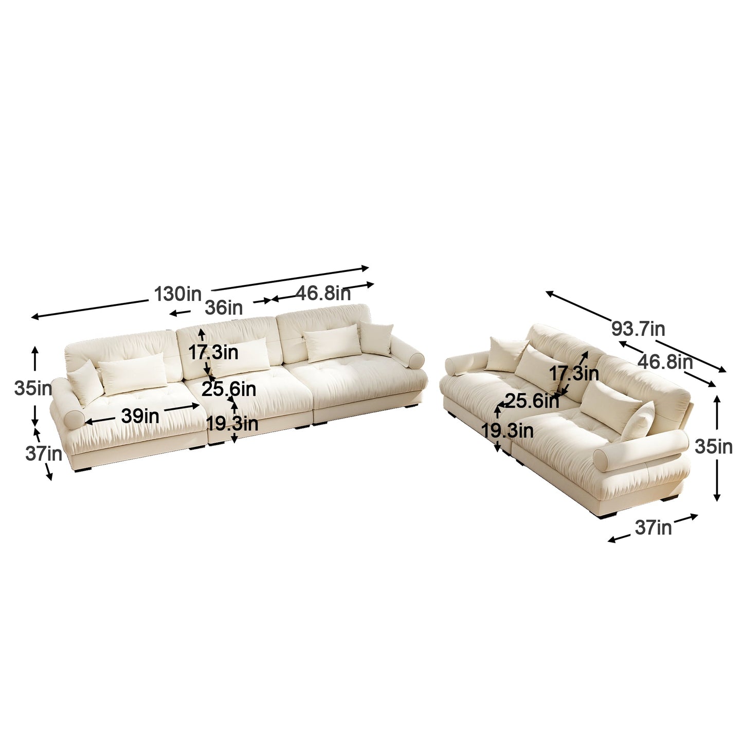 Modern Modular Velvet Sofa Set and Cushions