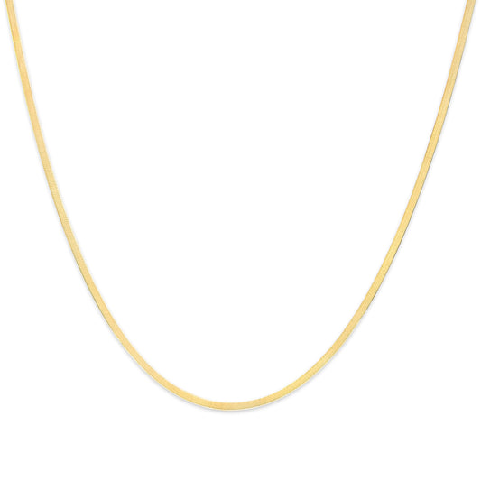 Unisex Solid 14K Yellow Gold 2.8mm Imperial Herringbone Chain Necklace - 18" Inches - Tampa Home & Garden Store