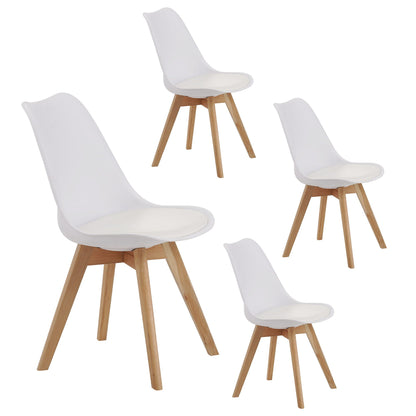 White medieval dining chair set of 4 with sturdy plastic frame and wooden legs on Tampa Home & Garden Store