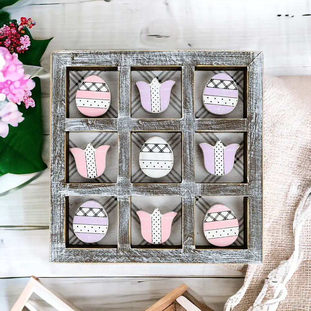 Wooden Easter and Spring Tic Tac Toe Set
