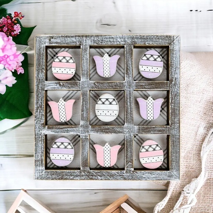 Wooden Easter and Spring Tic Tac Toe Set