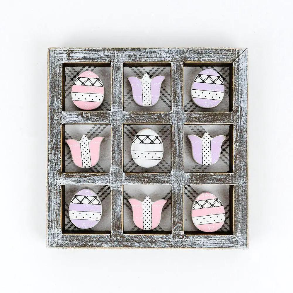 Wooden Easter and Spring Tic Tac Toe Set