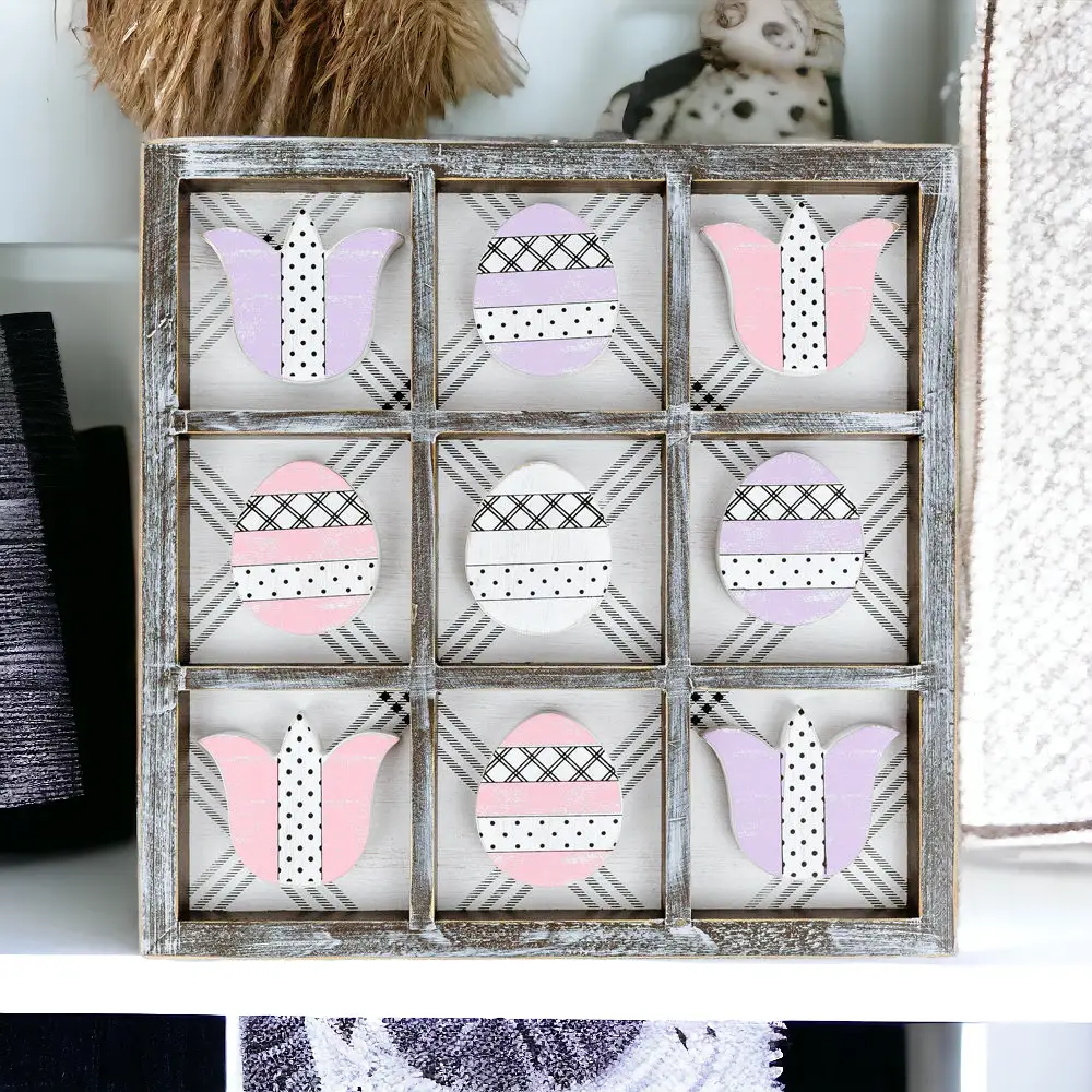 Wooden Easter and Spring Tic Tac Toe Set