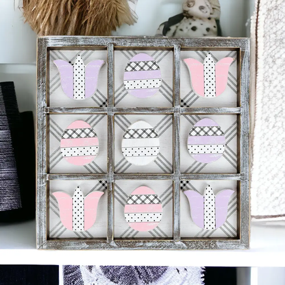 Wooden Easter and Spring Tic Tac Toe Set