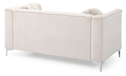 Glam Styled Micro Suede Loveseat with Channel Quilting in beige by HouseOfZazla on Tampa Home & Garden Store