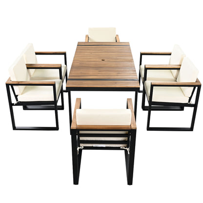 Seven Piece Outdoor Dining Table and Chair Set