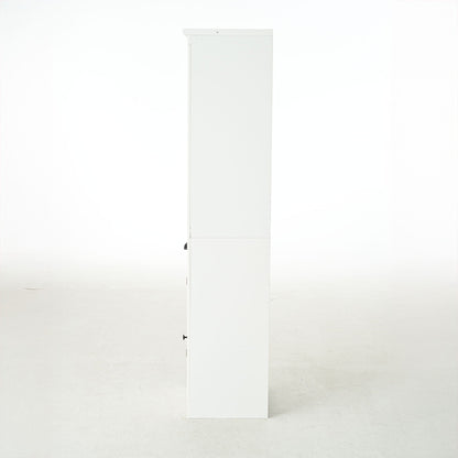 Retro White Tall Display Shelf and Cabinet