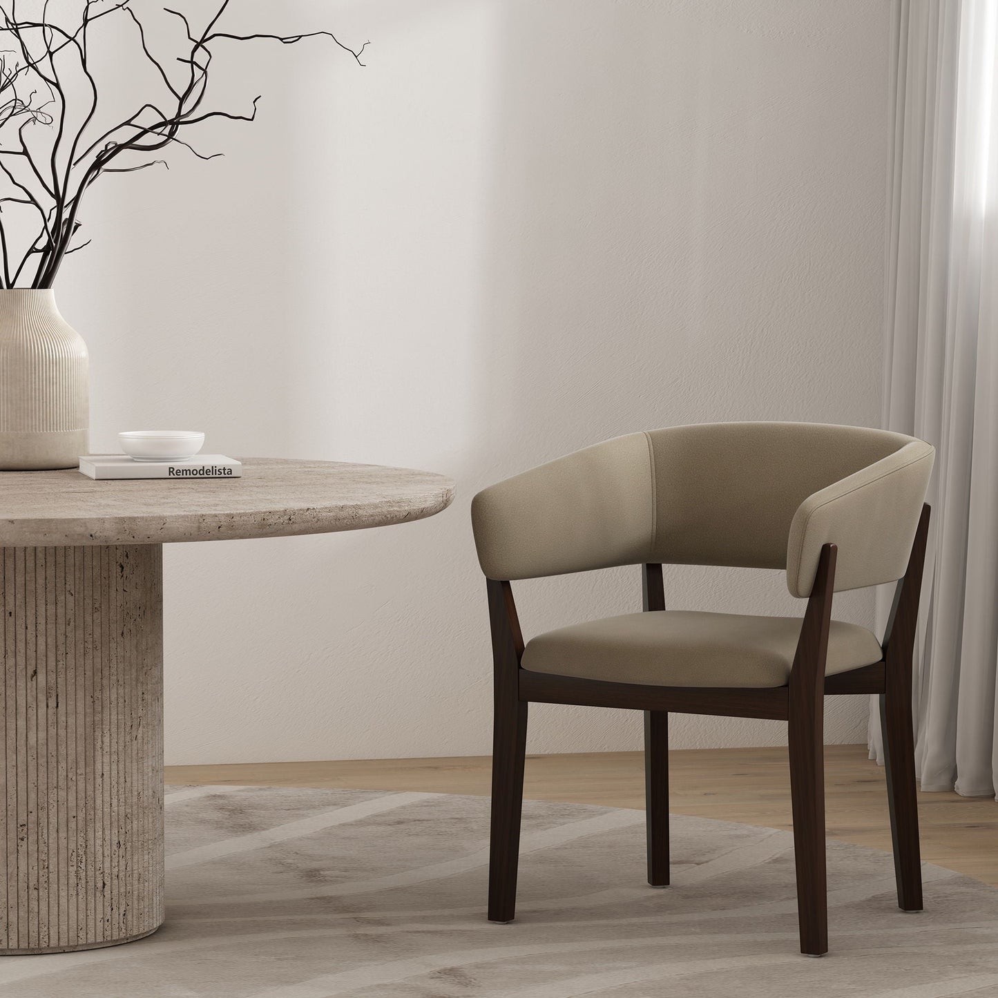 Blake Solid Beech Wood Modern Dining Armchair