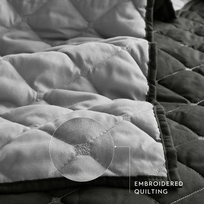7 Piece Stripe Comforter and Quilt Set King/Cal King gray quilted bedding HouseOfZazla on Tampa Home & Garden Store