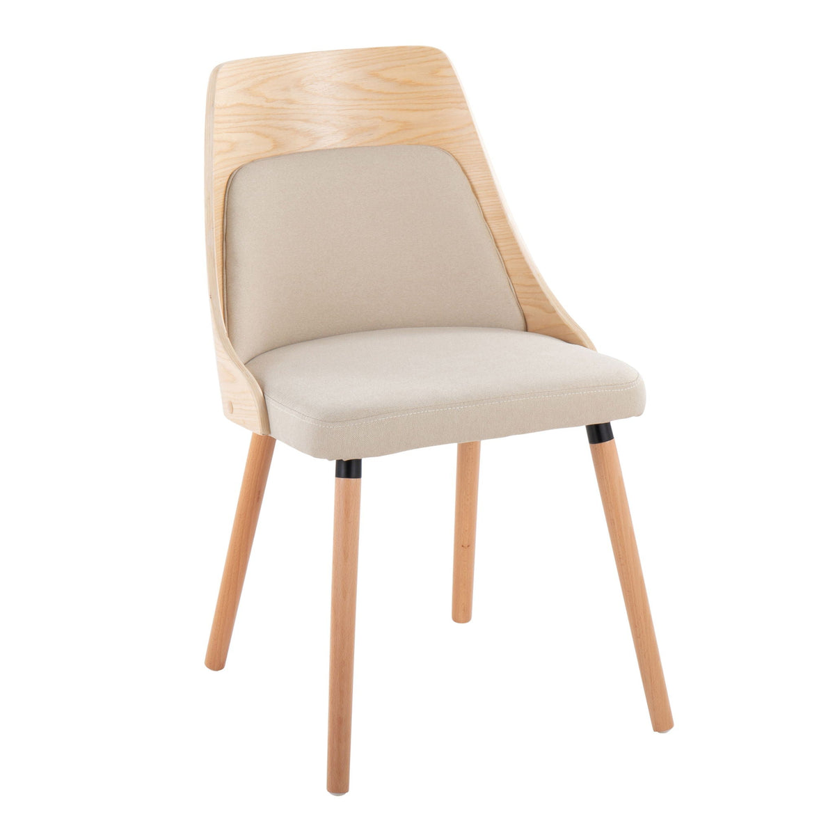 Mid Century Modern chair with padded beige seat and backrest and light wood legs on Tampa Home & Garden Store