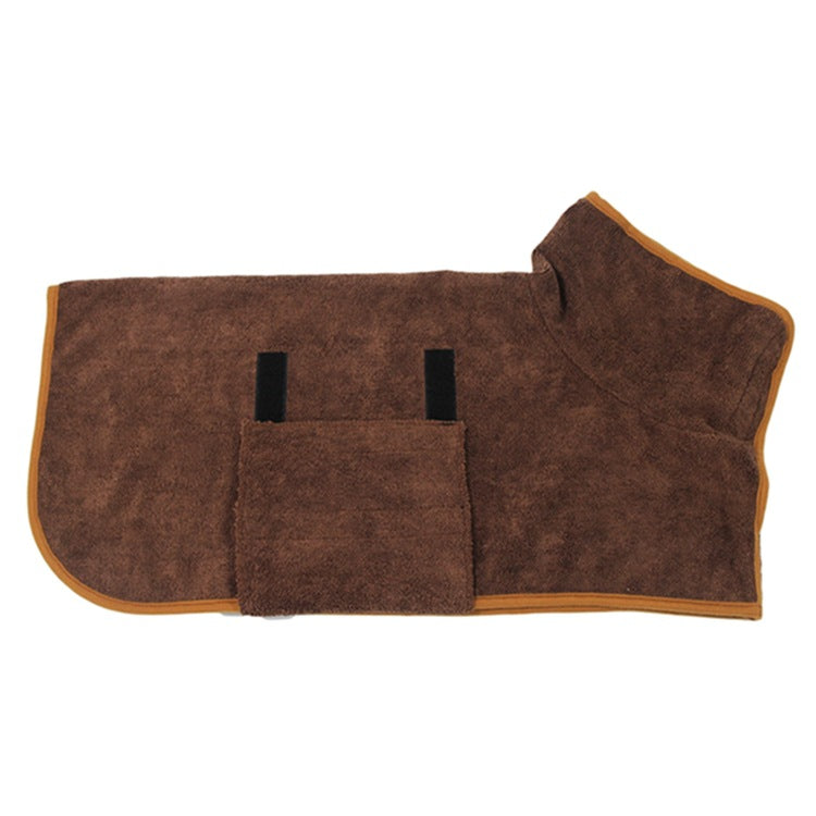 Absorbent Pet Bathrobe with waist-wrapped microfiber brown robe for pets by Pet Zen on Tampa Home & Garden Store