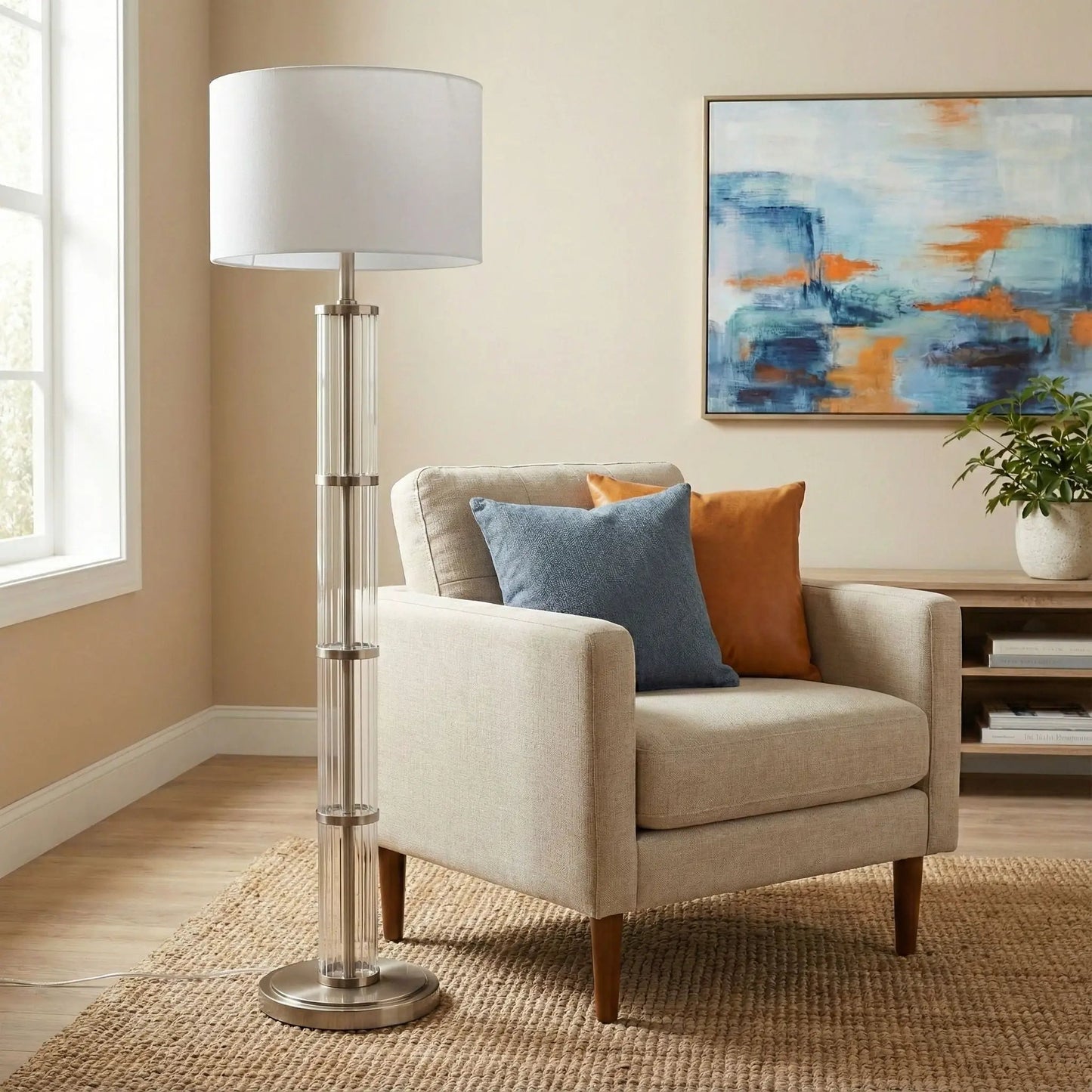 Nimbus Floor Lamp with 3 Way Rotary Switch Glass