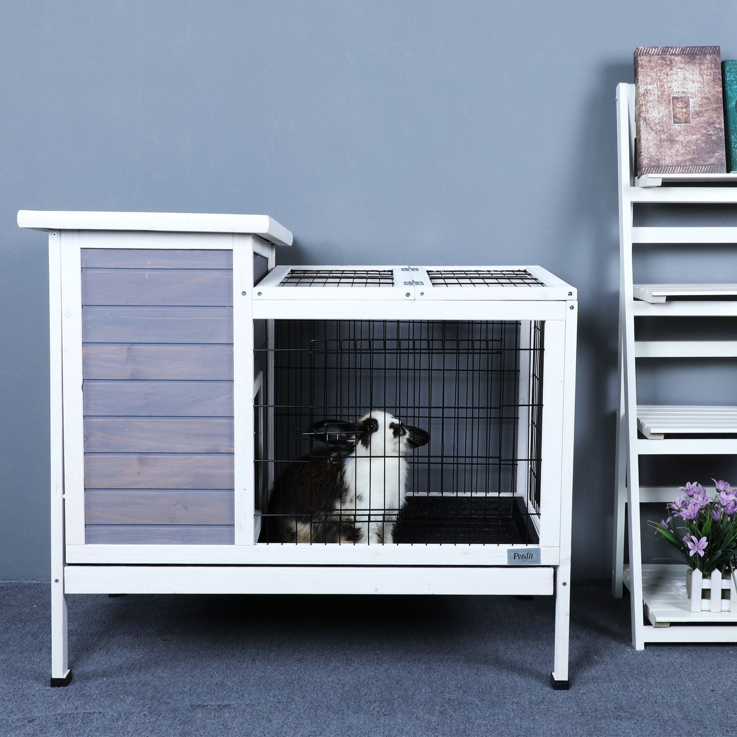 Two Tier Wooden Rabbit Cage for Small Animals