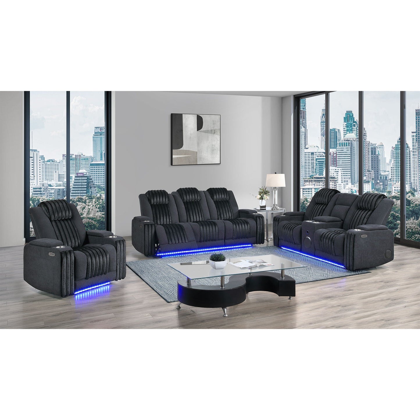 Duran Power Reclining Sofa and Drop Down Table