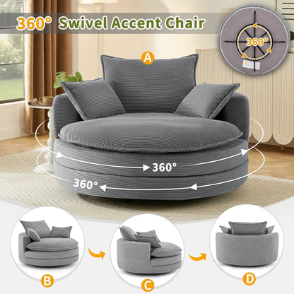 360 Degree Swivel Barrel Chair with Dual Cushions