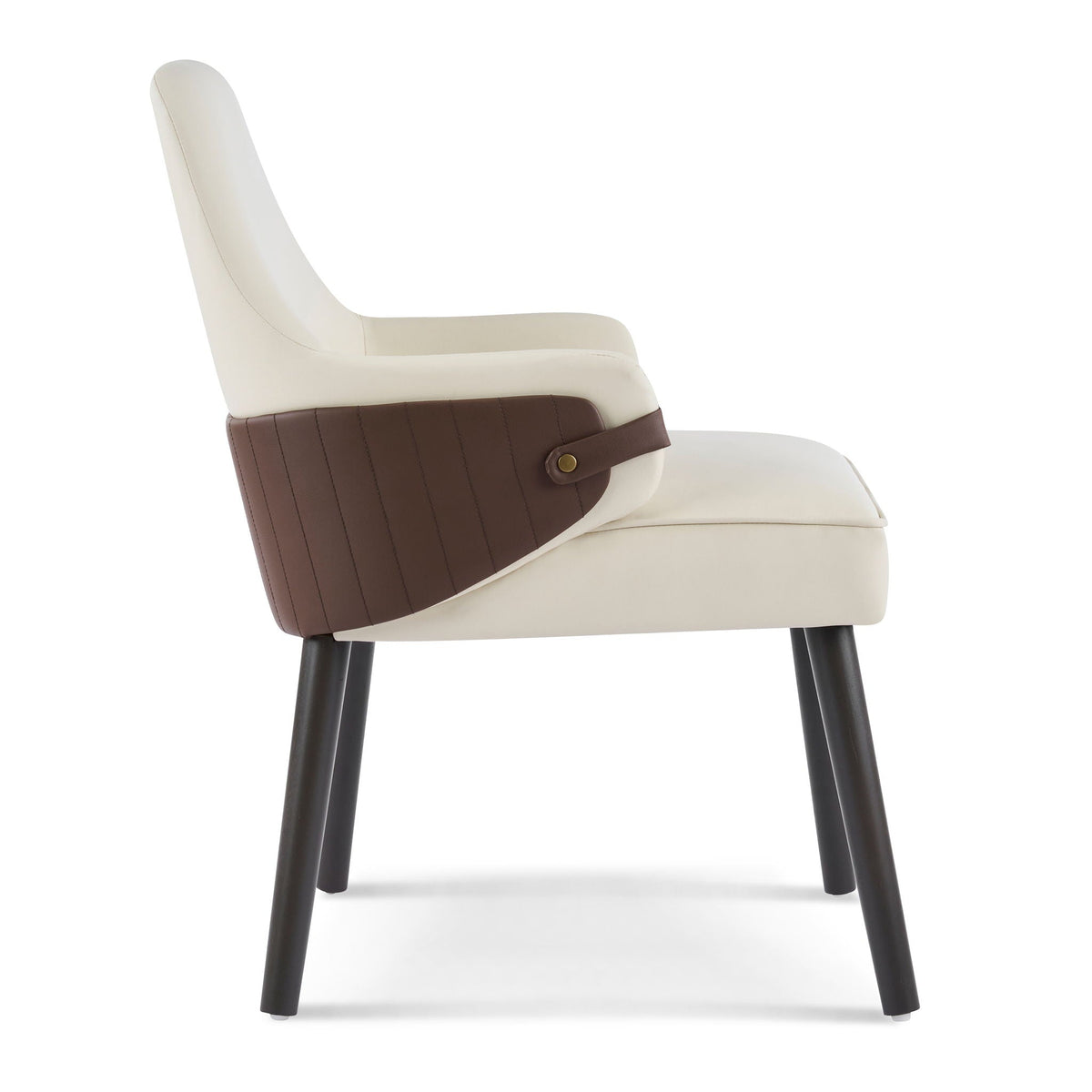 Indoor dining chair set of 2 in beige with ergonomic armrests and brown panel, black legs on Tampa Home & Garden Store