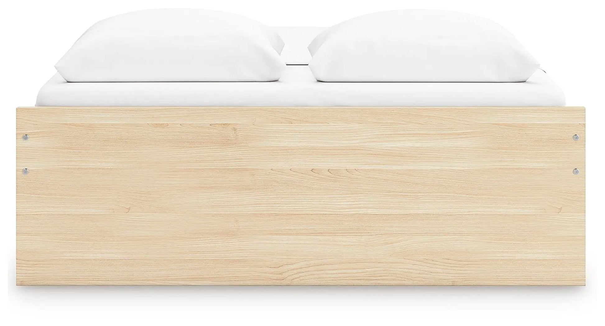 Onita platform bed in natural wood with white bedding on Tampa Home & Garden Store