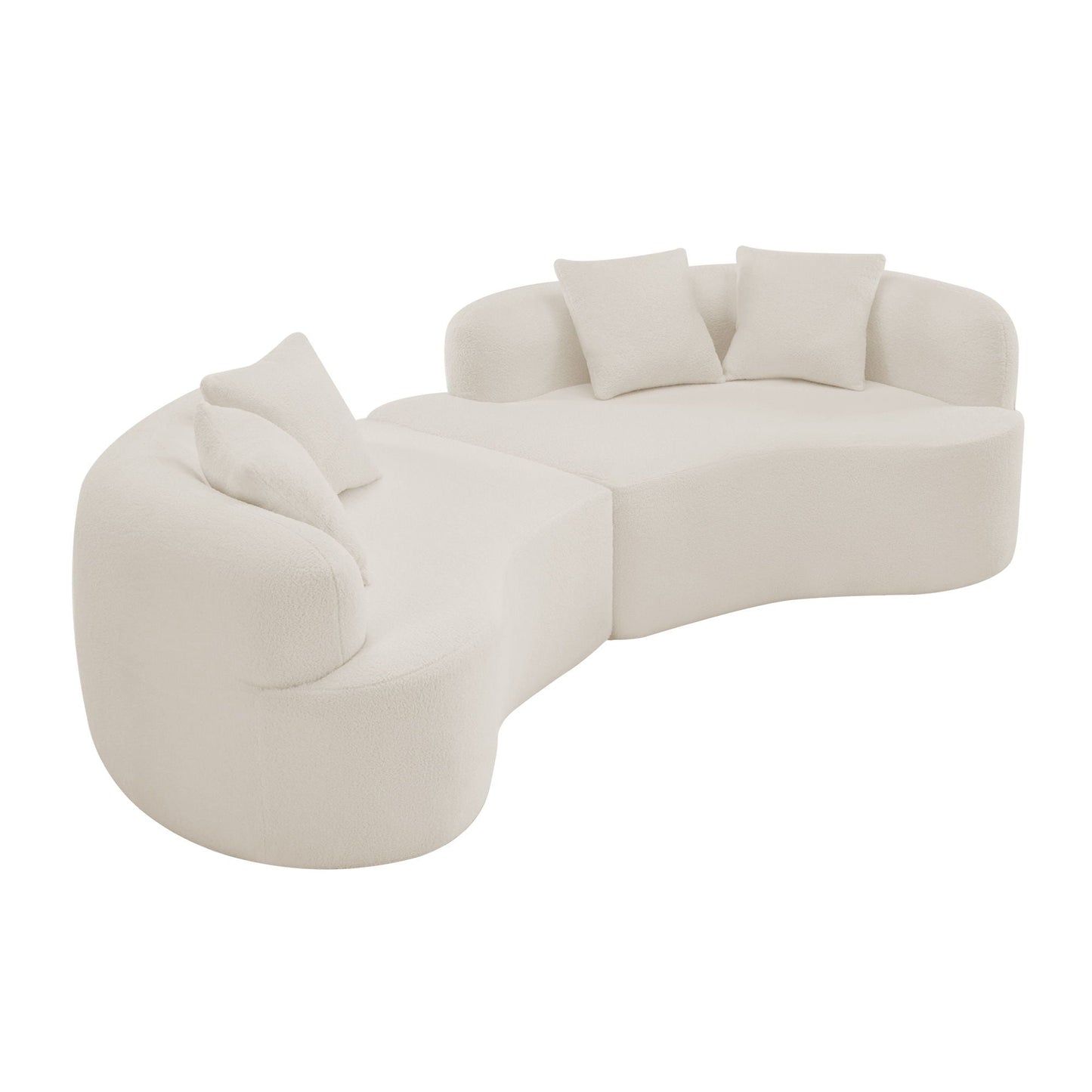 Curved 4 Seater Full Compression Sponge Sofa in cream fabric with plush cushions HouseOfZazla on Tampa Home & Garden Store