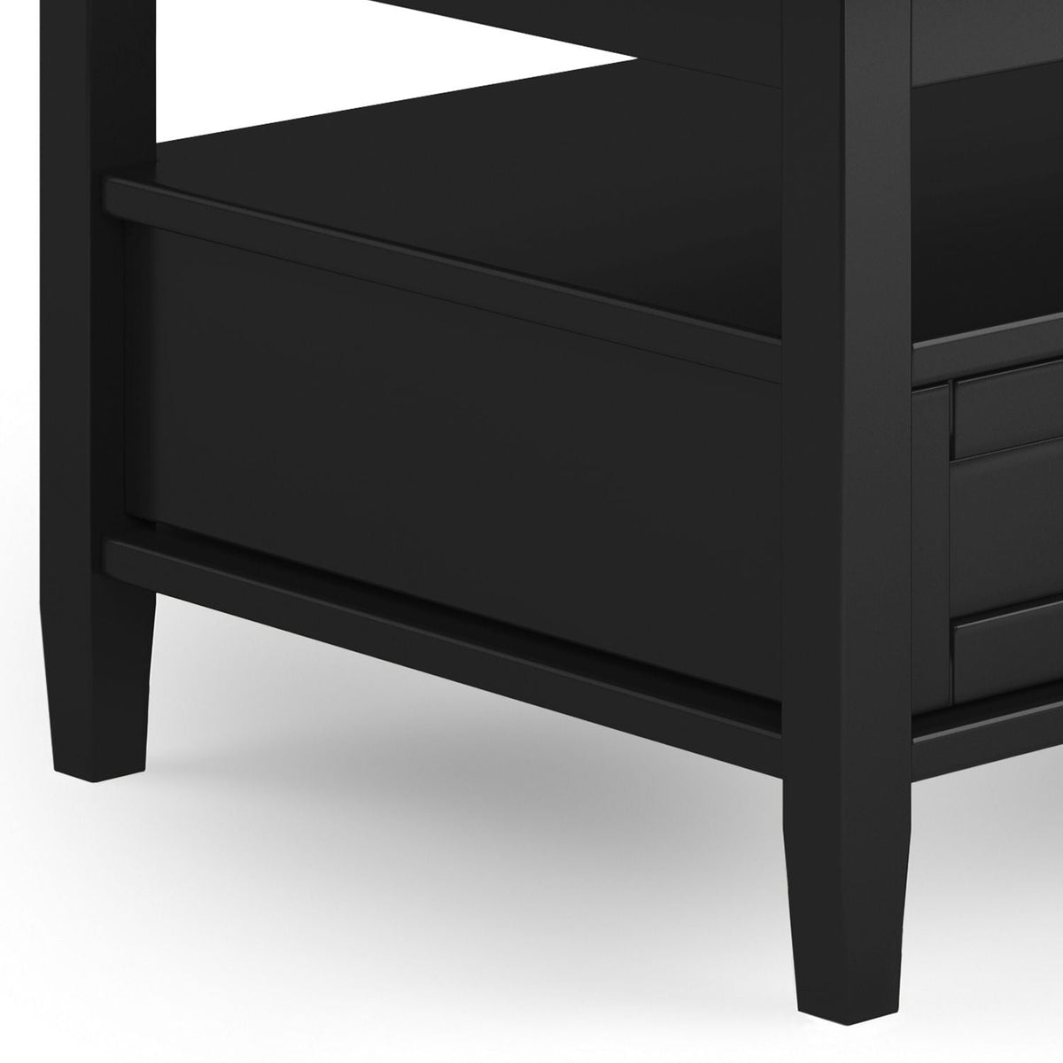 Warm shaker coffee table with drawer and lower shelf in black finish on Tampa Home & Garden Store