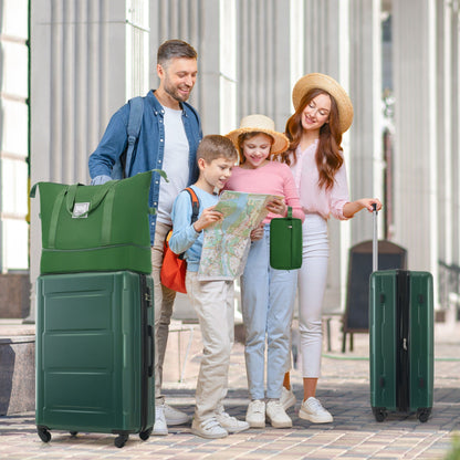 2-piece ABS luggage set with expandable spinners and TSA lock by HouseOfZazla, green 20in & 28in on Tampa Home & Garden Store