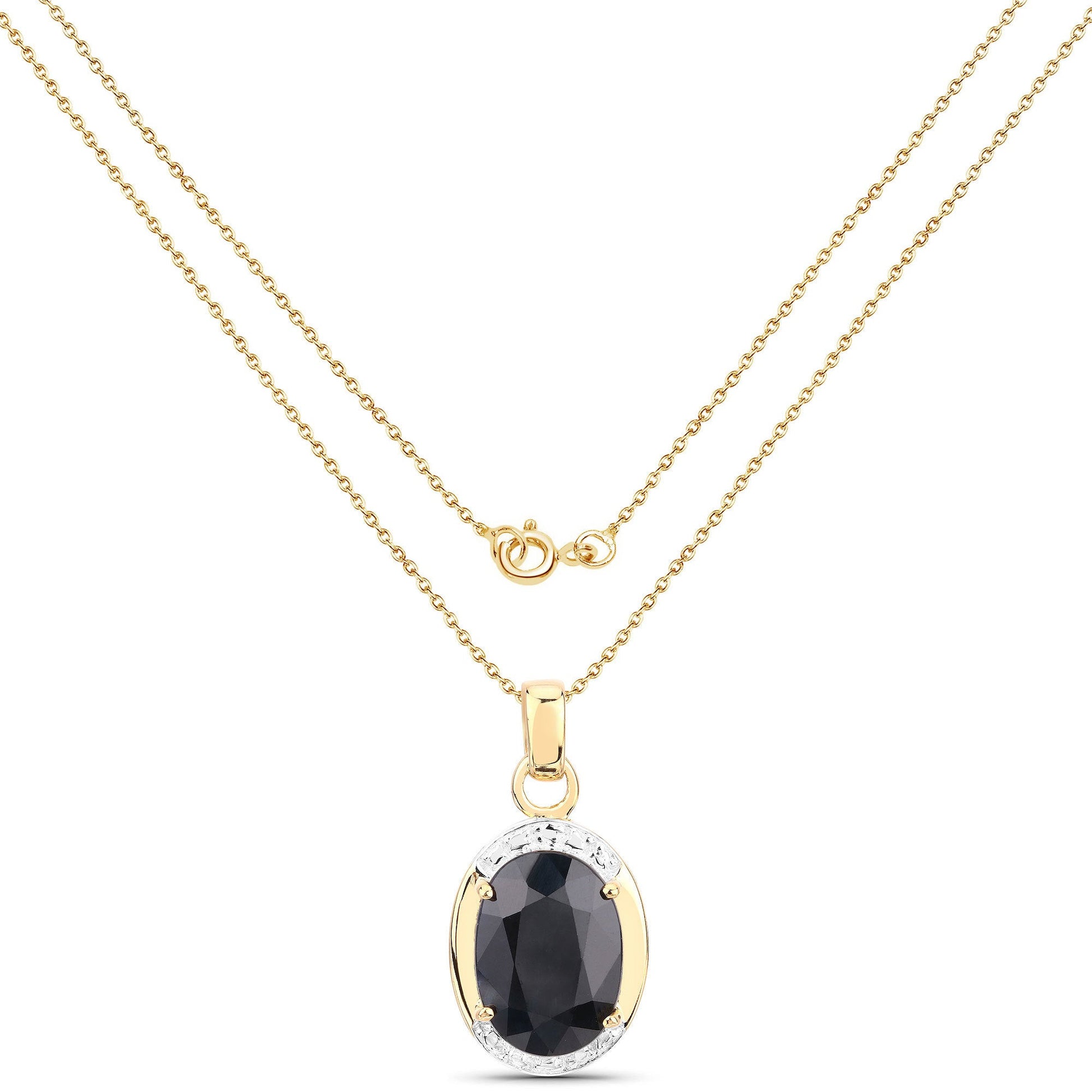 7.50 Carat Black Sapphire pendant on gold chain with oval stone accent by Bids.com on Tampa Home & Garden Store