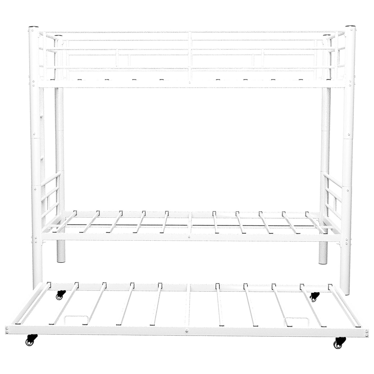 Bunk bed for kids white metal convertible frame with ladders and guardrails by HouseOfZazla on Tampa Home & Garden Store