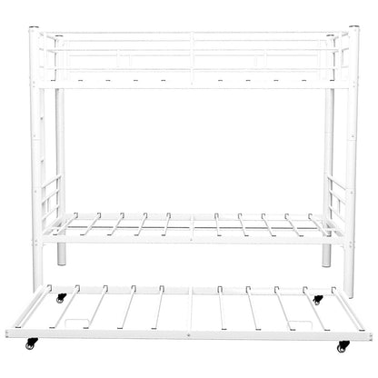 Bunk bed for kids white metal convertible frame with ladders and guardrails by HouseOfZazla on Tampa Home & Garden Store