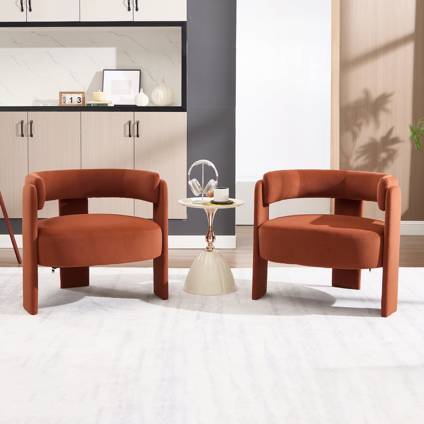 Velvet accent chairs (2) for living room by HouseOfZazla in burnt orange on Tampa Home & Garden Store