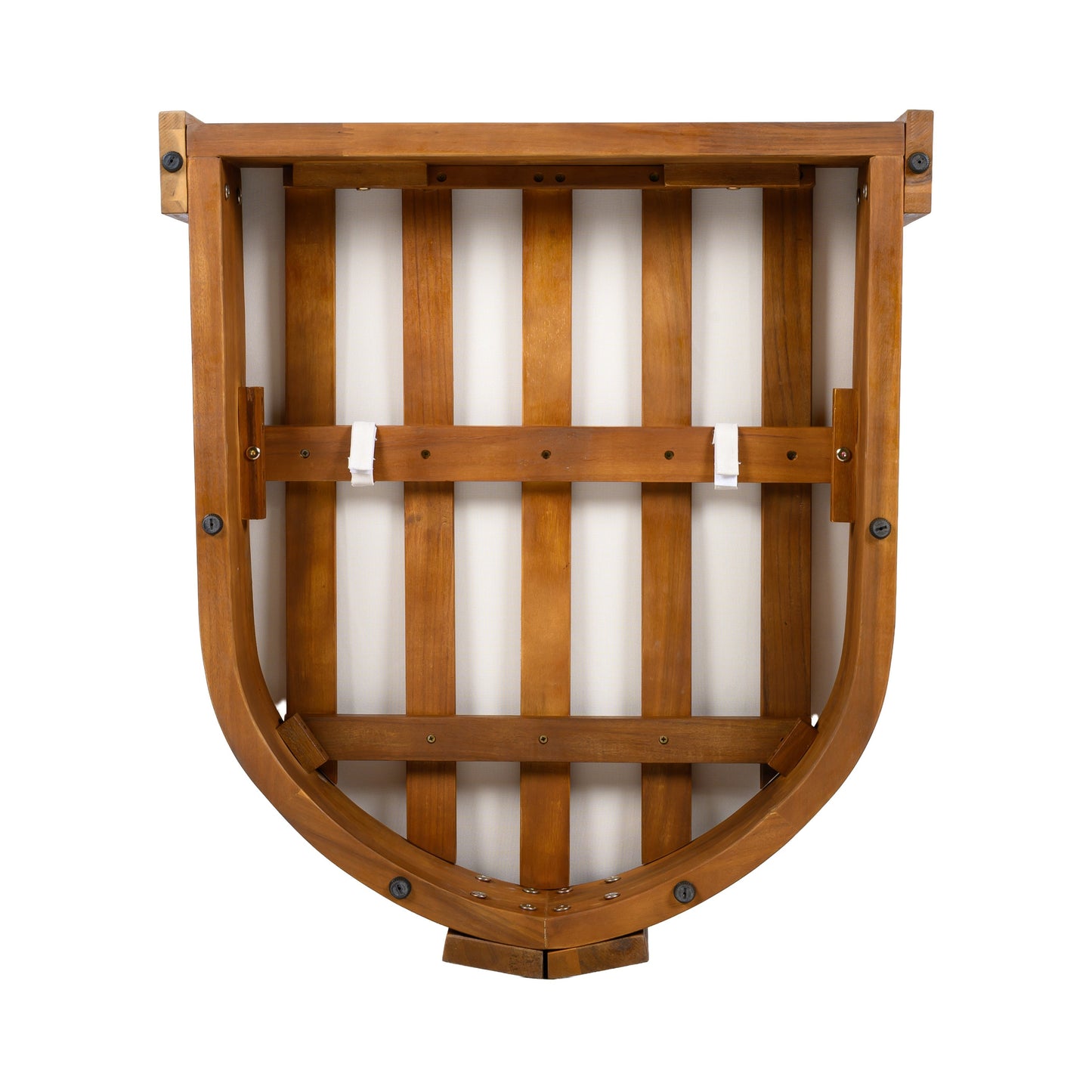 Premium Acacia Wood Outdoor Club Chair underside view with slatted brown frame on Tampa Home & Garden Store
