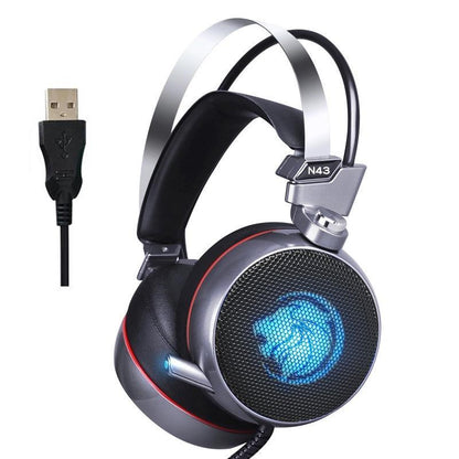Stevvex gaming headset ST10S4792GIF with LED lion grille, metal headband, USB on Tampa Home & Garden Store