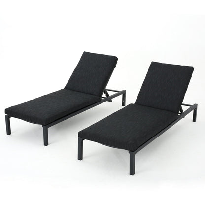 HouseOfZazla pair of chaise lounges with water-resistant cushions, gray fabric, adjustable backs on Tampa Home & Garden Store