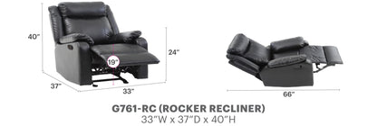 Dark Brown Manual Rocker Recliner and Padded Arms
