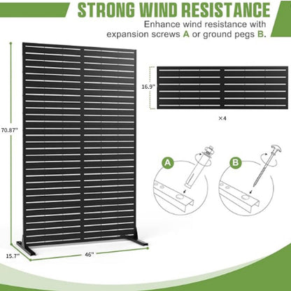 Sturdy And Black Metal Outdoor Privacy Screen