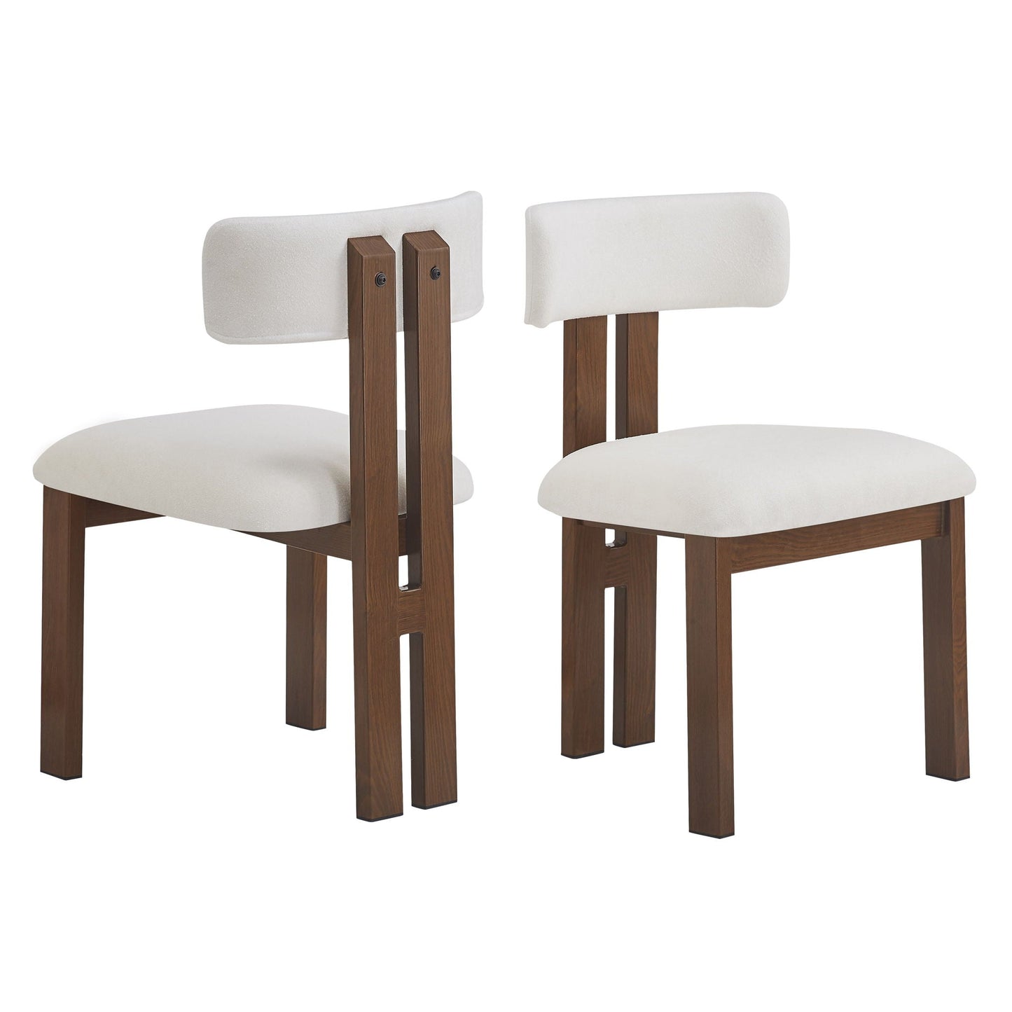 Modern upholstered armless dining chairs with wood legs, white fabric set of 4 HouseOfZazla on Tampa Home & Garden Store