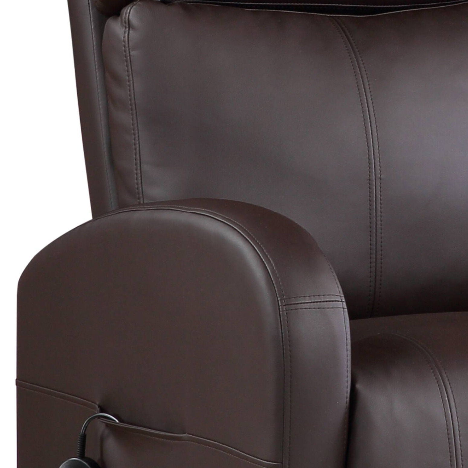 Ricardo Power Motion Recliner With Lift in brown leather with stitching by HouseOfZazla on Tampa Home & Garden Store