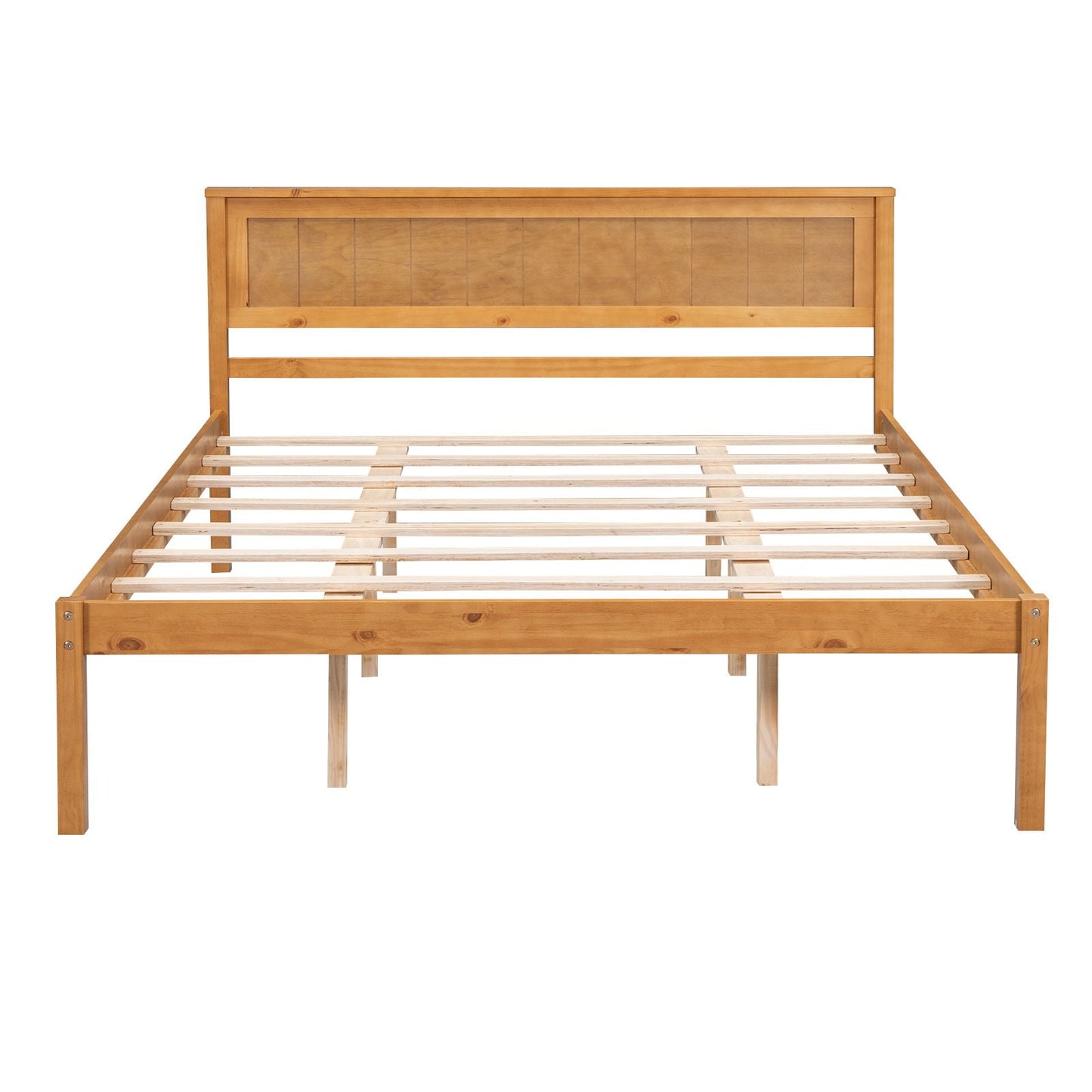 Strong Espresso Wood Platform Bed and Headboard