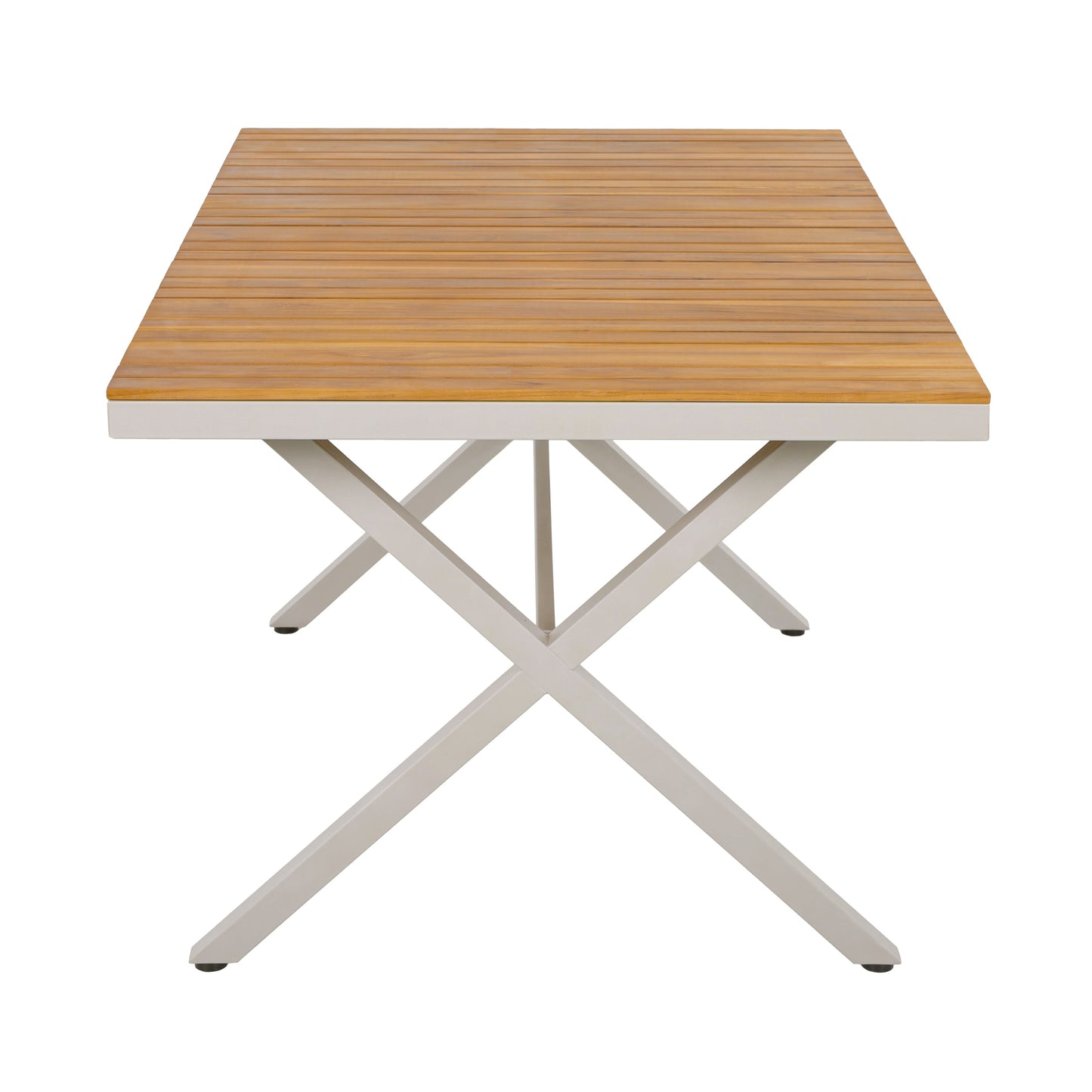 Solid Teak Outdoor Dining Table with Steel Frame