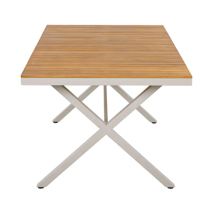 Solid Teak Outdoor Dining Table with Steel Frame