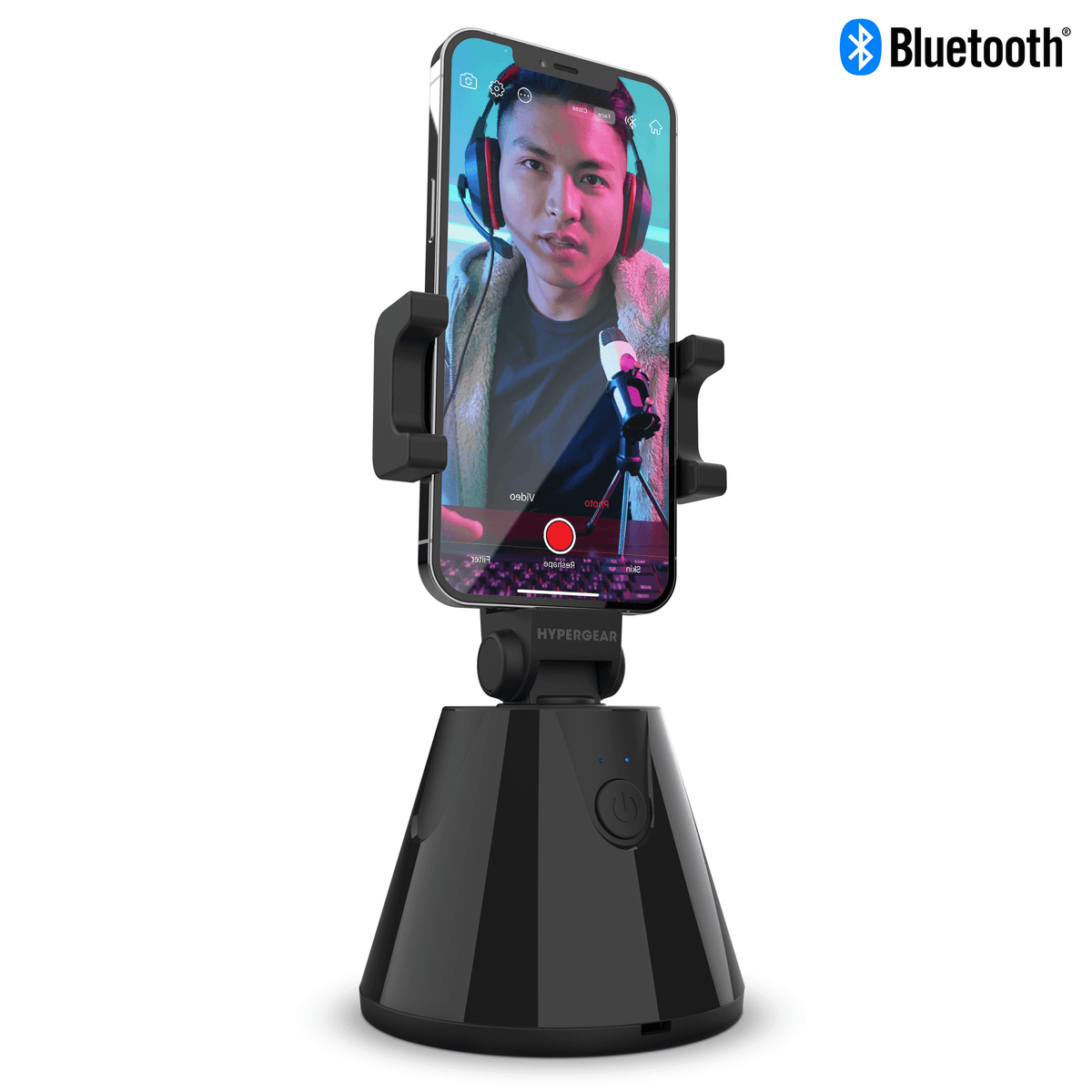 HyperView Auto-Tracking Mount for smartphones with black clamps and tripod base on Tampa Home & Garden Store
