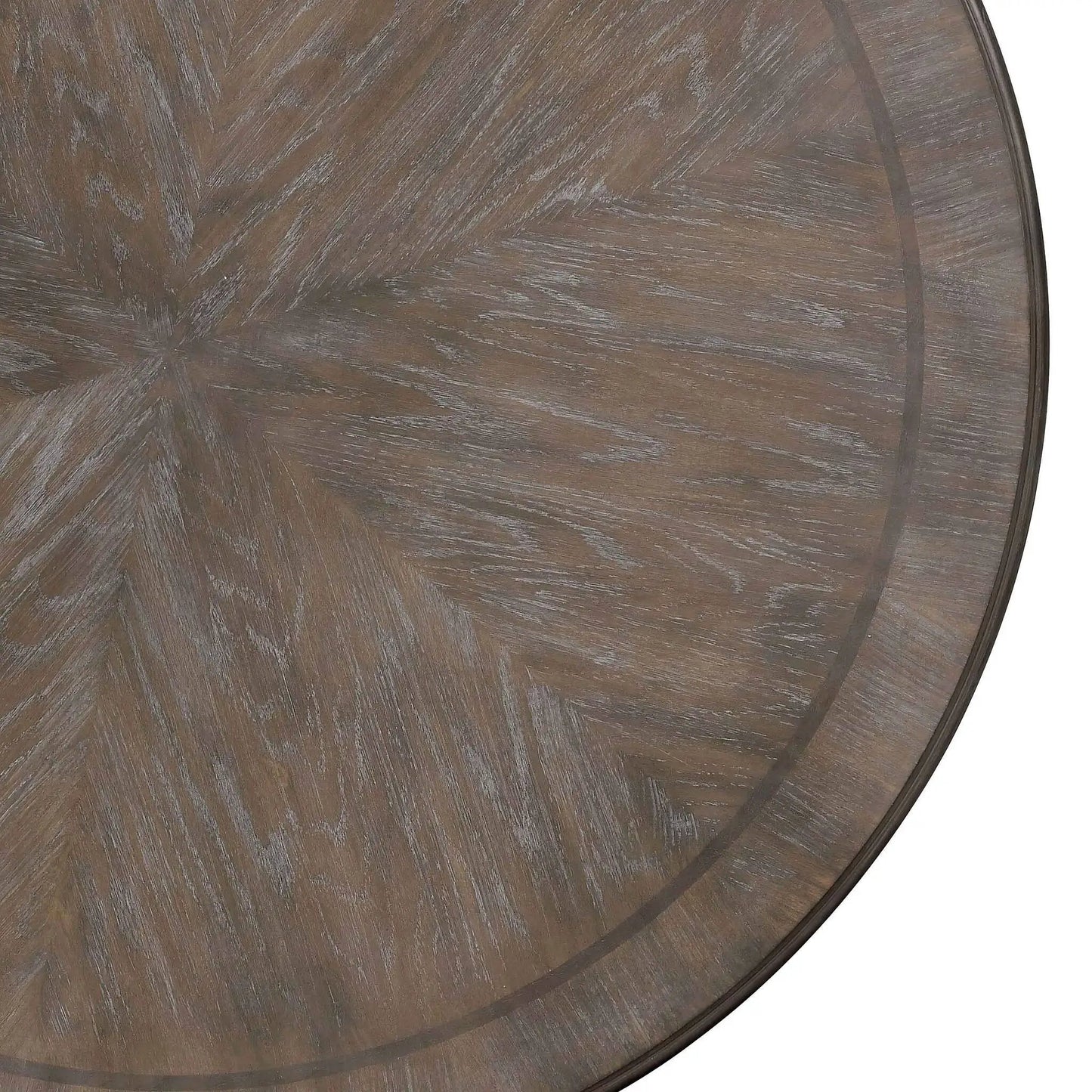 Round dining table top in dark brown wood with visible grain and curved edge on Tampa Home & Garden Store