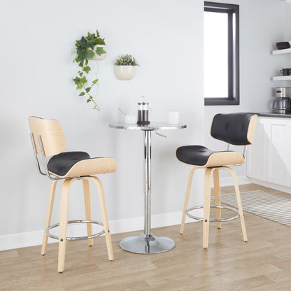 Contemporary adjustable round bar table with hydraulic lift in silver, pedestal base on Tampa Home & Garden Store