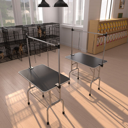 Dog grooming table with adjustable arm and noose, black heavy-duty portable with mesh tray on Tampa Home & Garden Store