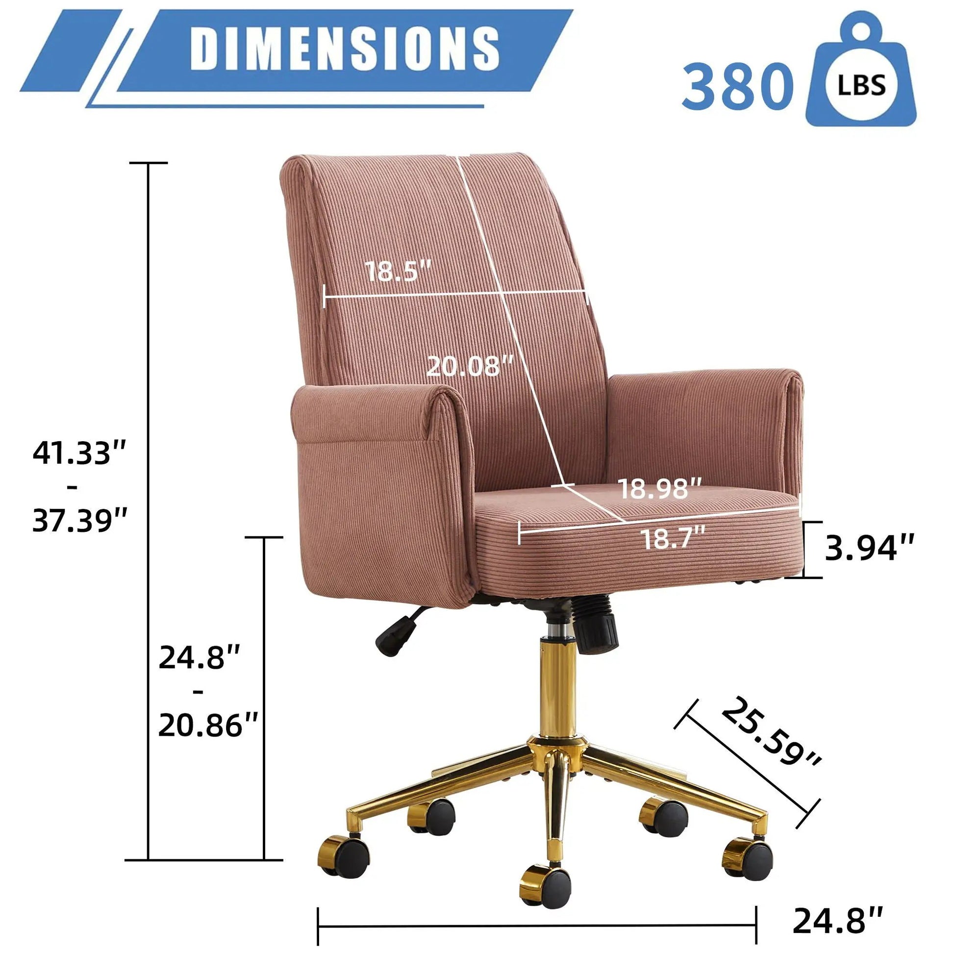 Ergonomic Mid-Back Swivel Office Chair in brown striped fabric by Unique Piece Furniture on Tampa Home & Garden Store