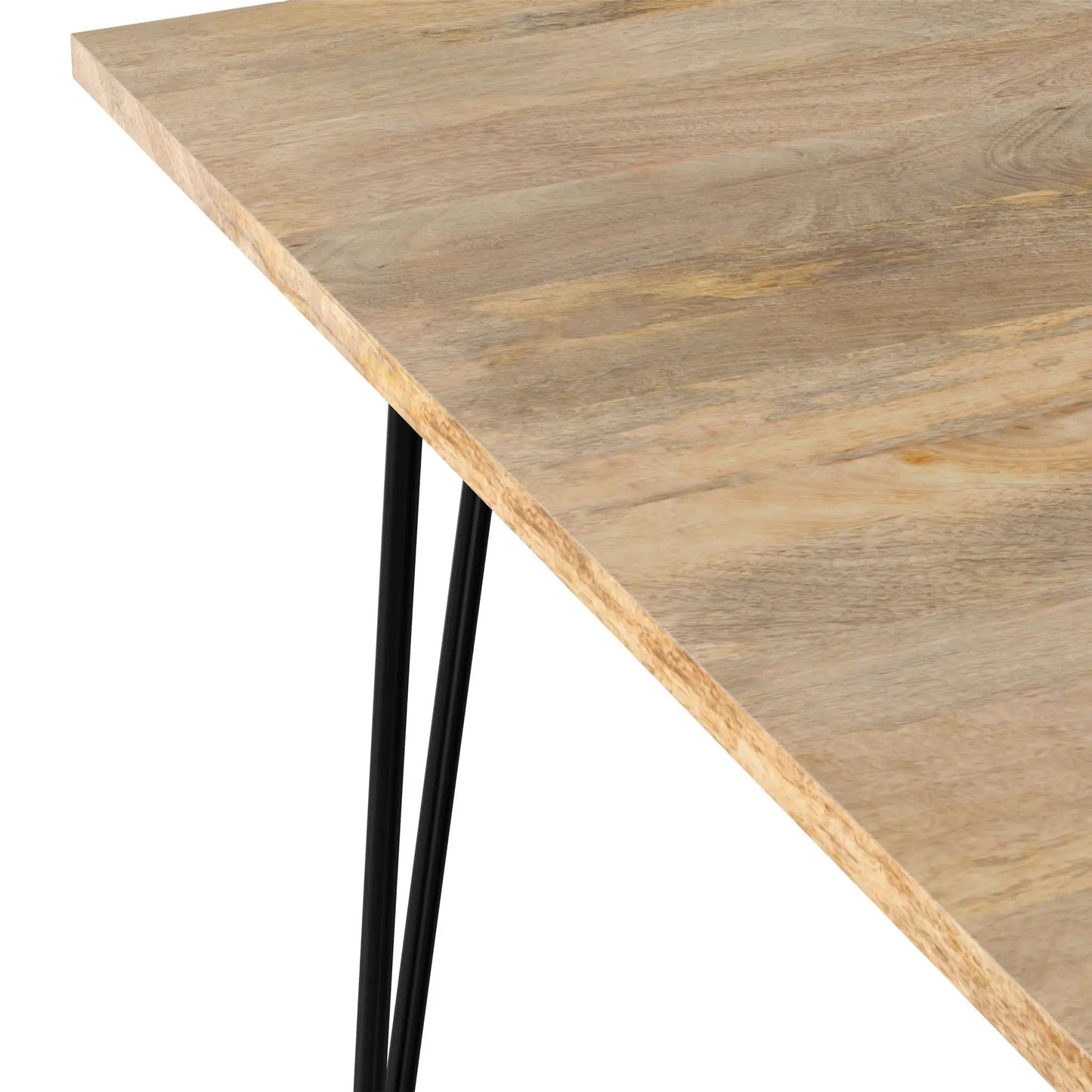 Hunter Square Tabletop Dining Table with rustic wood grain top and black metal legs on Tampa Home & Garden Store