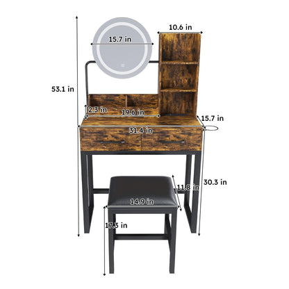 Makeup Vanity Table With LED Lights and USB Ports
