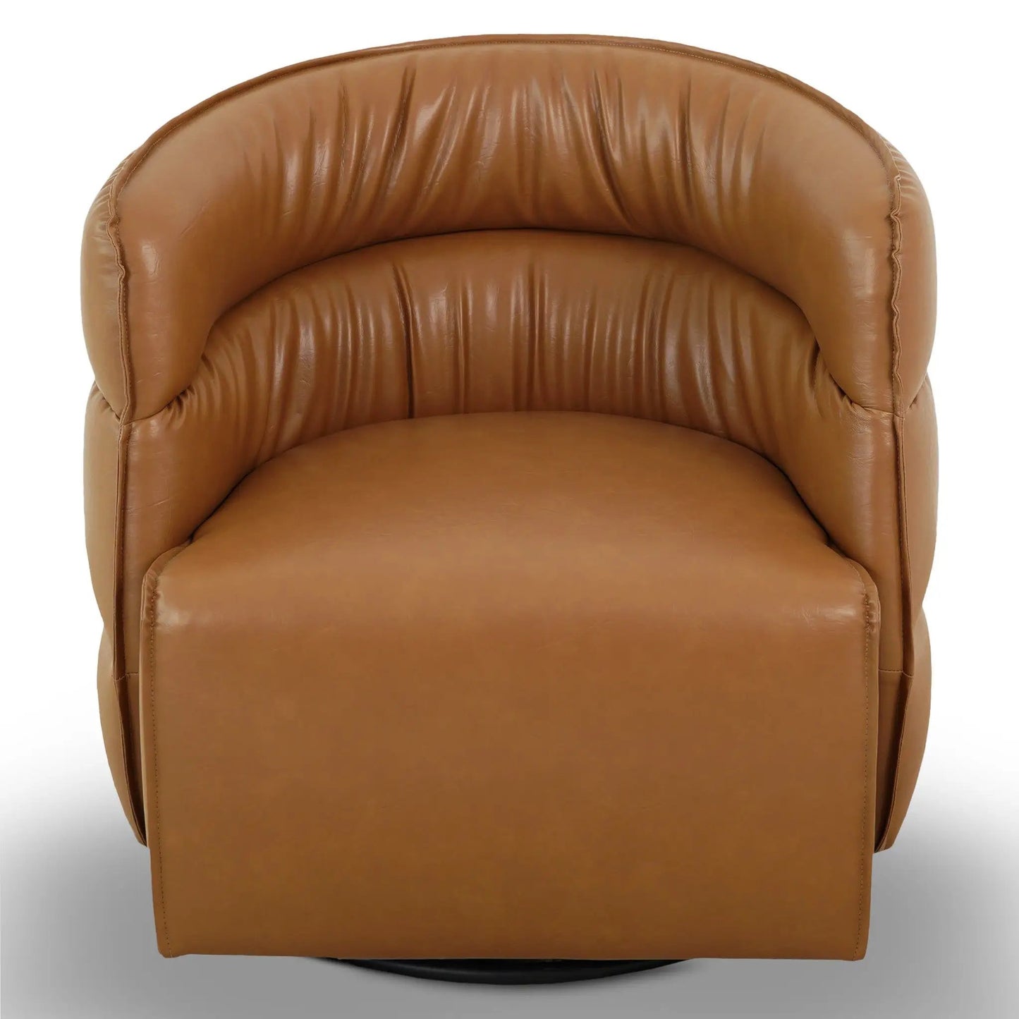 Walden Stylish Swivel Chair tan leather with rounded back cushion by Unique Piece Furniture on Tampa Home & Garden Store