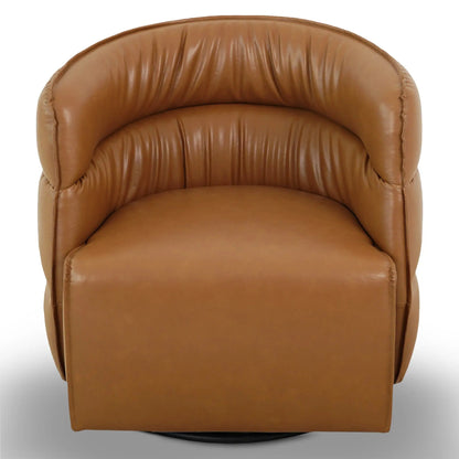 Walden Stylish Swivel Chair tan leather with rounded back cushion by Unique Piece Furniture on Tampa Home & Garden Store