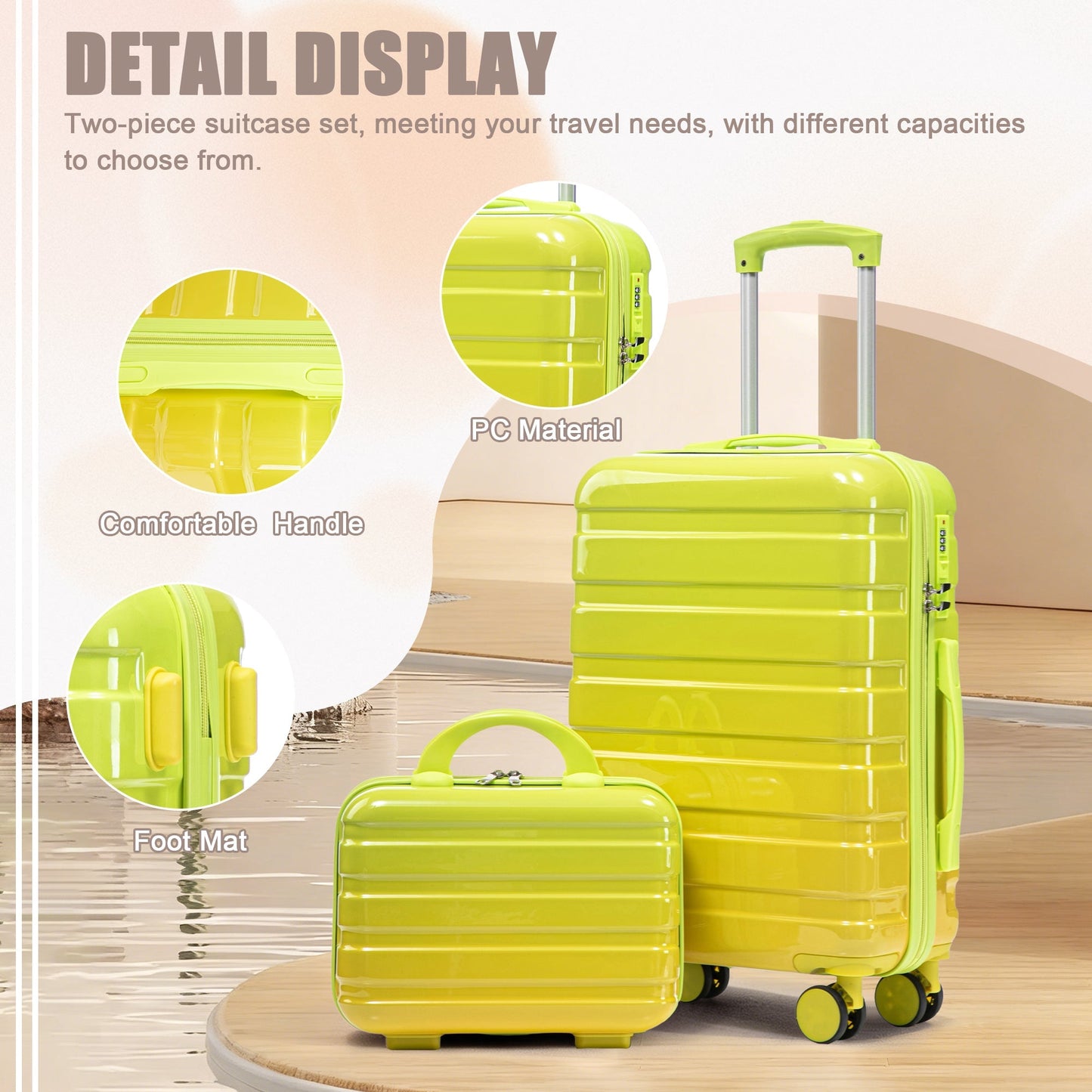 Luggage set 14'/20' PC gradient lime spinner with lock by HouseOfZazla on Tampa Home & Garden Store
