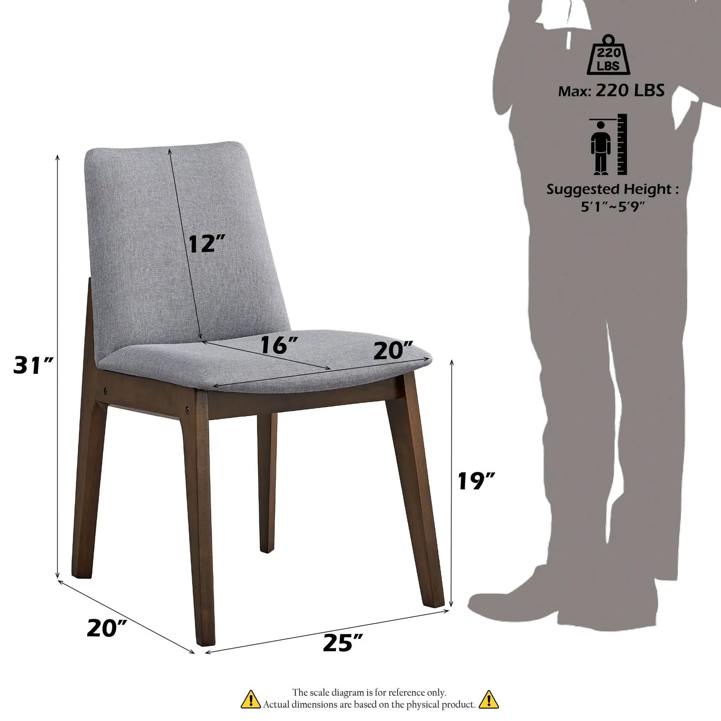 Kaela Side Chair Set of 2 Light Gray Fabric