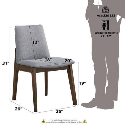 Kaela Side Chair Set of 2 Light Gray Fabric